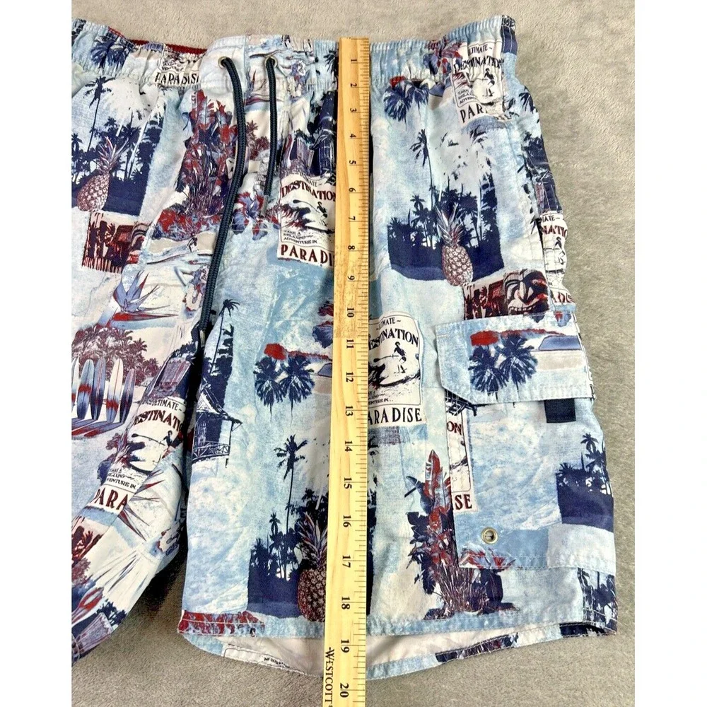 Croft & Barrow Medium Tropical Blue  Swim Trunks‎ Board Shorts Lined Hybrid